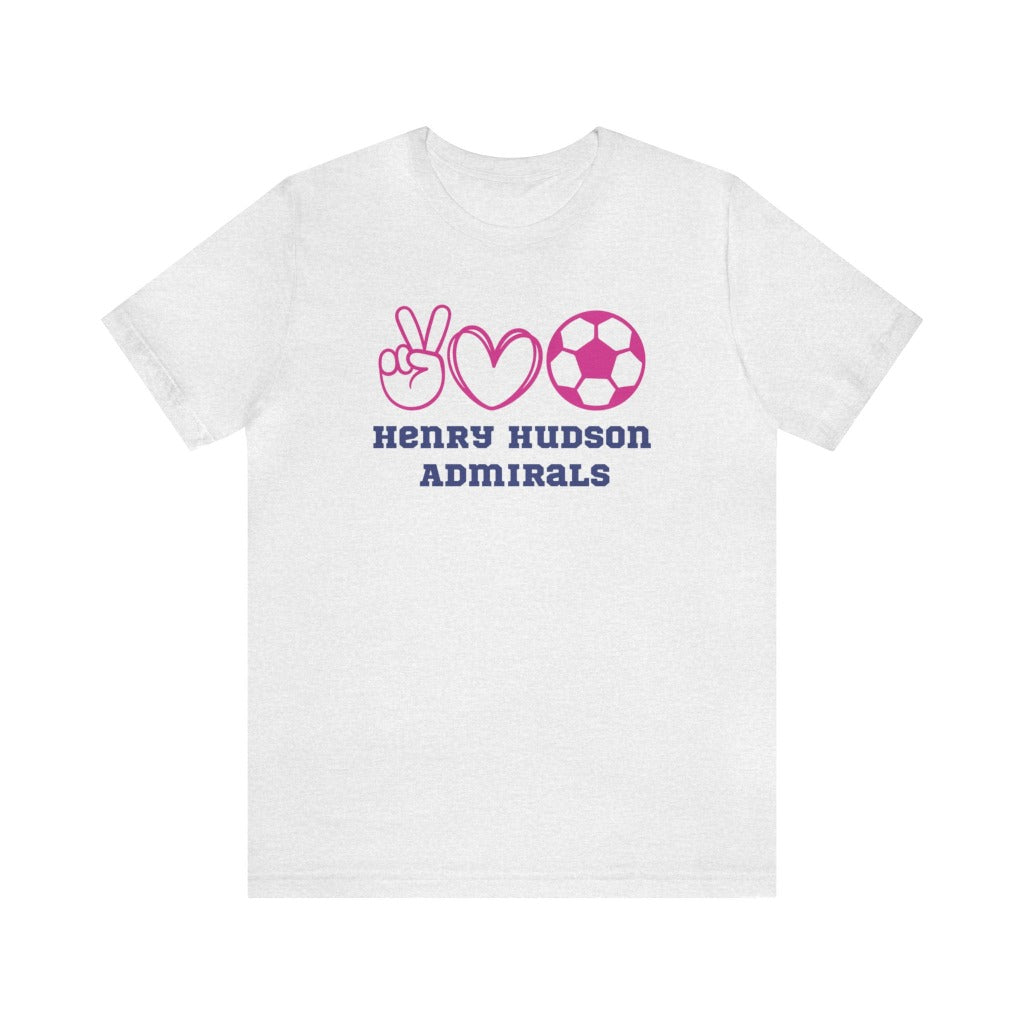 Henry Hudson, Peace Love Soccer Tee Shirt, Adult