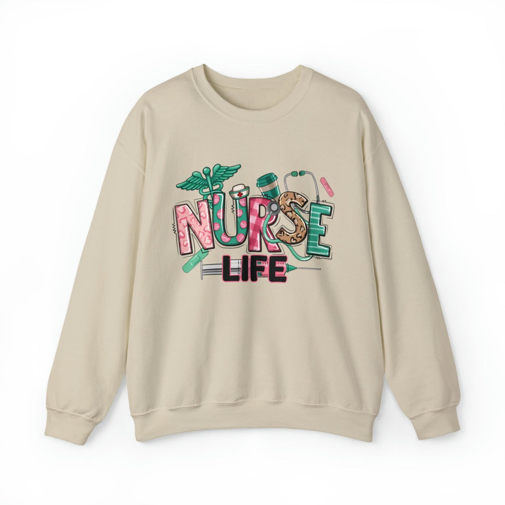 Nurse Life Pink Crew Neck Sweatshirt