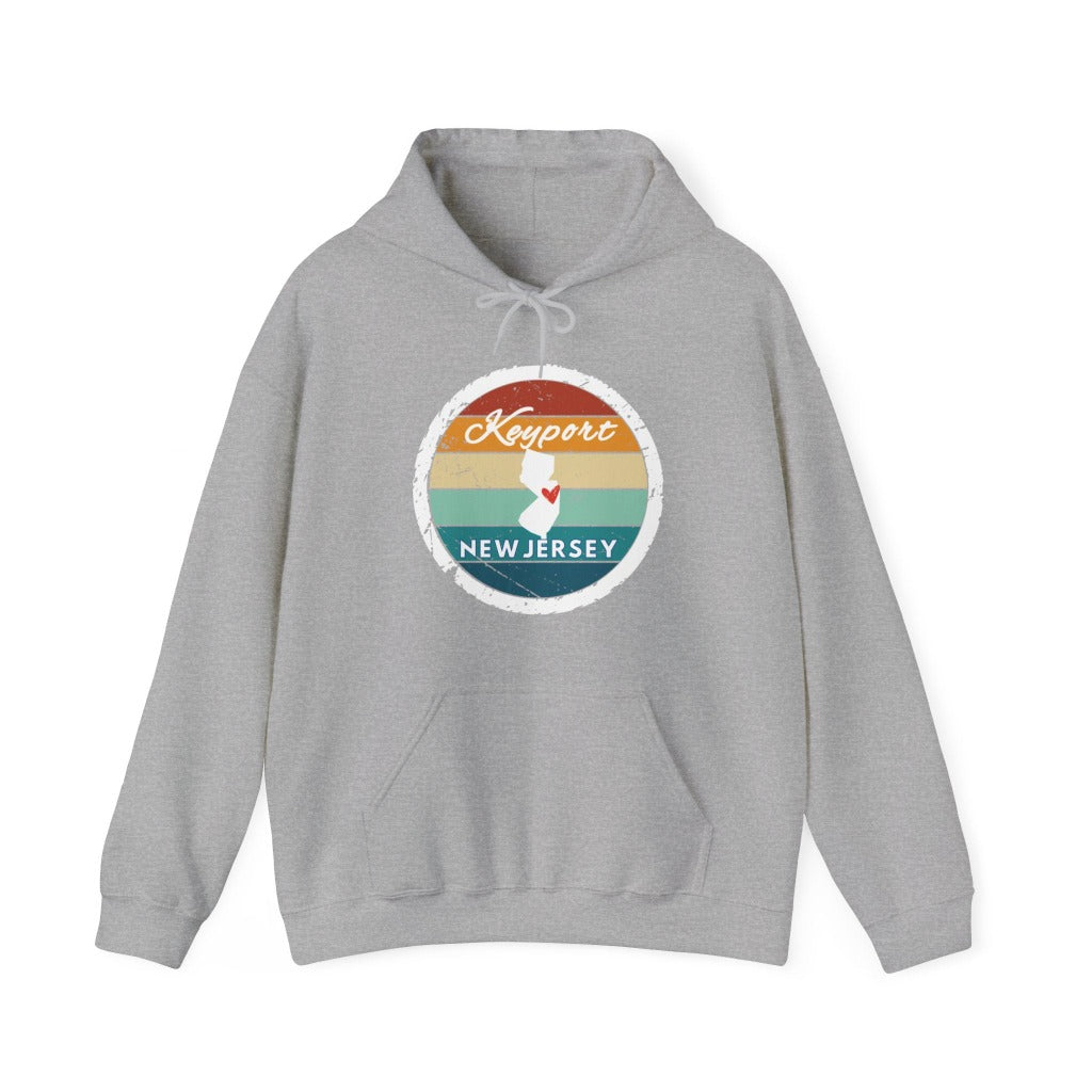 Keyport NJ Retro Circle Adult Hoodie