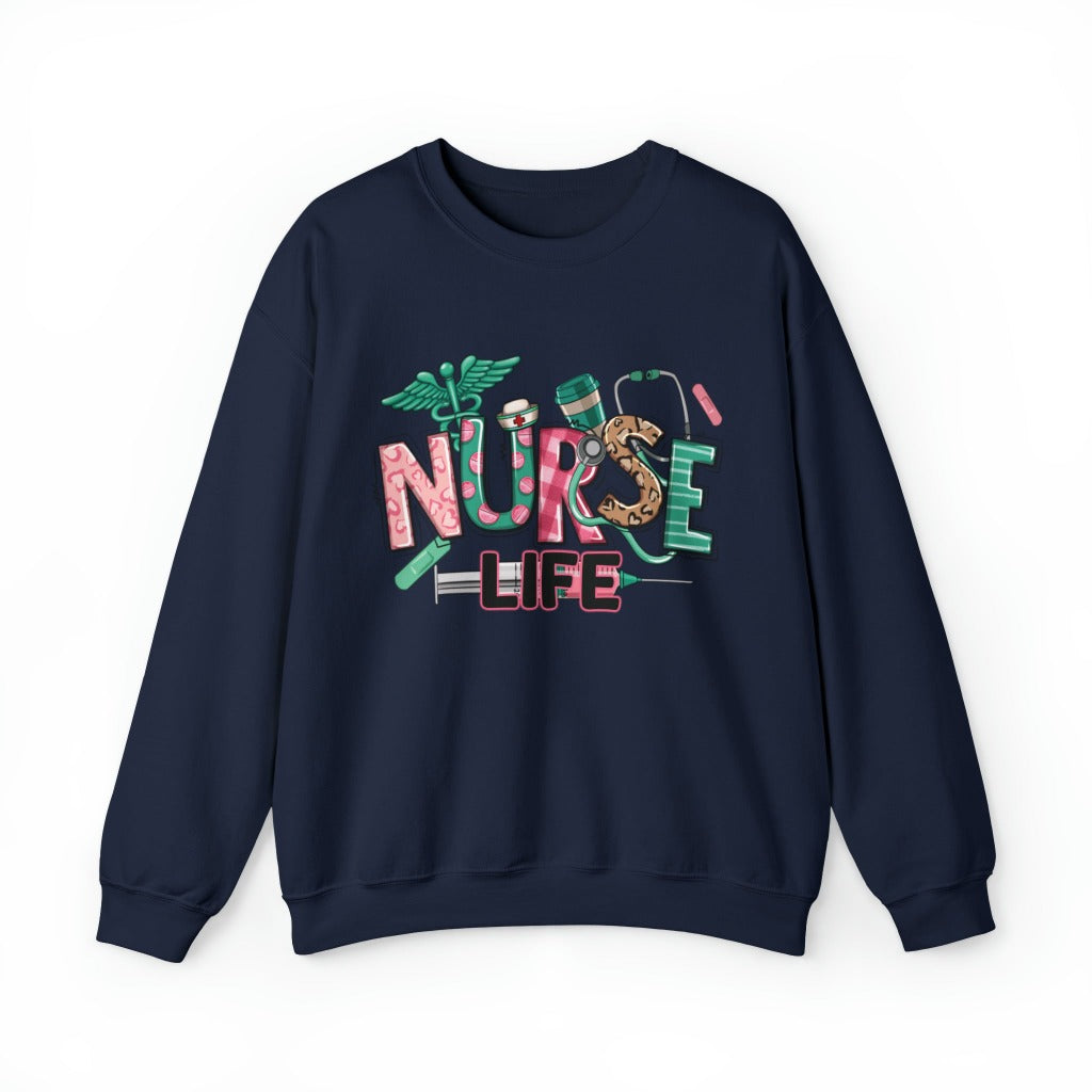 Nurse Life Pink Crew Neck Sweatshirt
