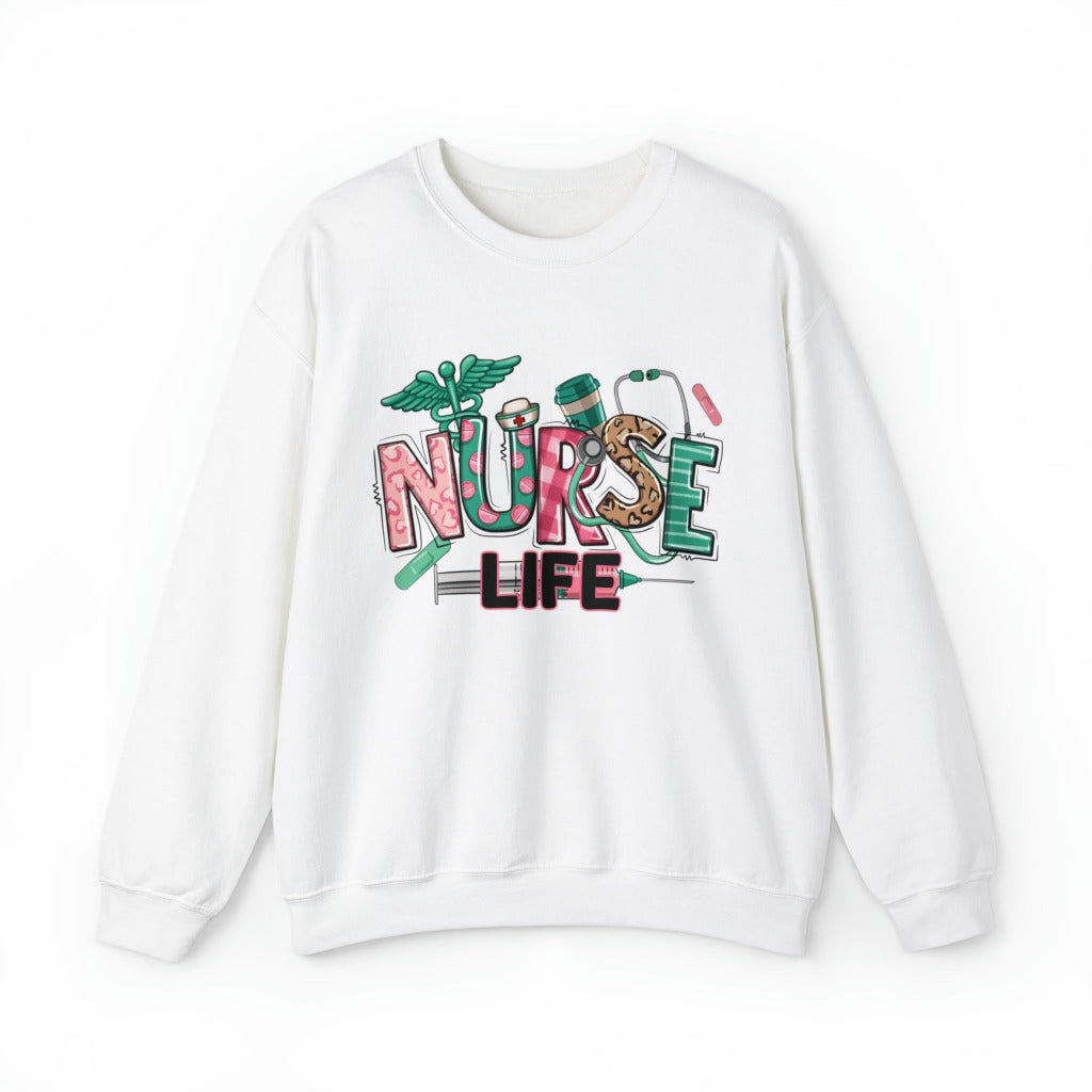Nurse Life Pink Crew Neck Sweatshirt