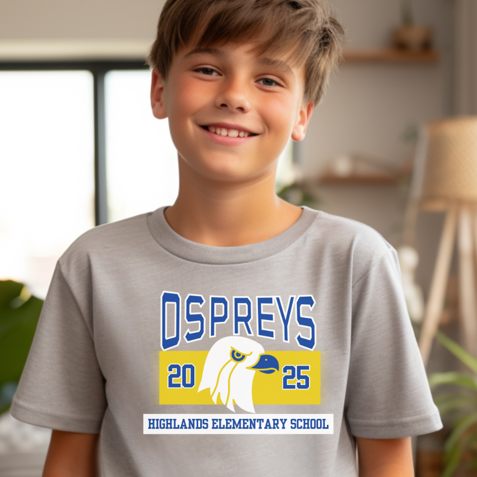 HES Ospreys 2025 Grey Tee Shirt, Youth
