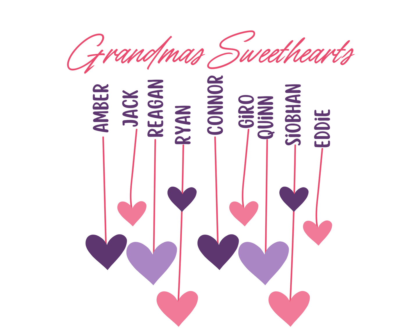 Personalized Grandmas Sweethearts, Hearts Cotton Canvas Tote Bag, Valentines Day