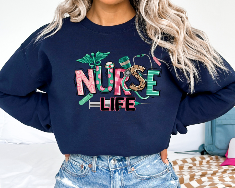 Nurse Life Pink Crew Neck Sweatshirt