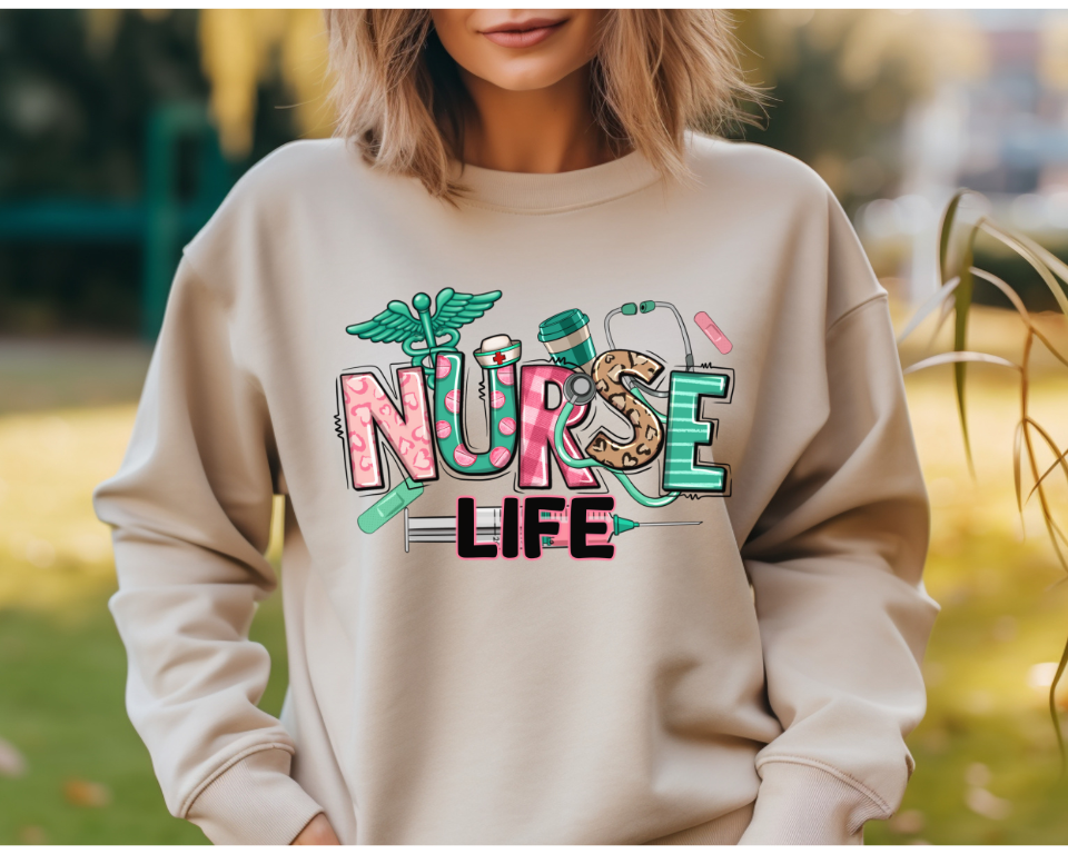 Nurse Life Pink Crew Neck Sweatshirt
