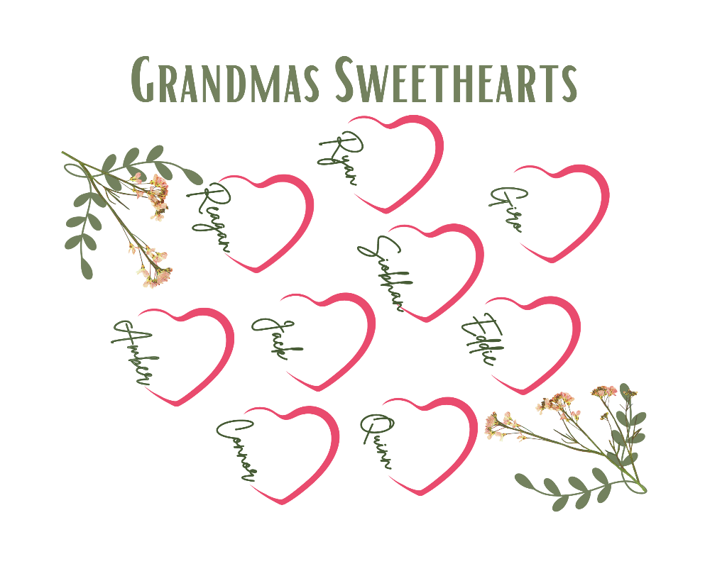 Personalized Grandmas Sweethearts Cotton Canvas Tote Bag, Valentines Day