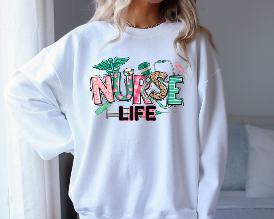 Nurse Life Pink Crew Neck Sweatshirt