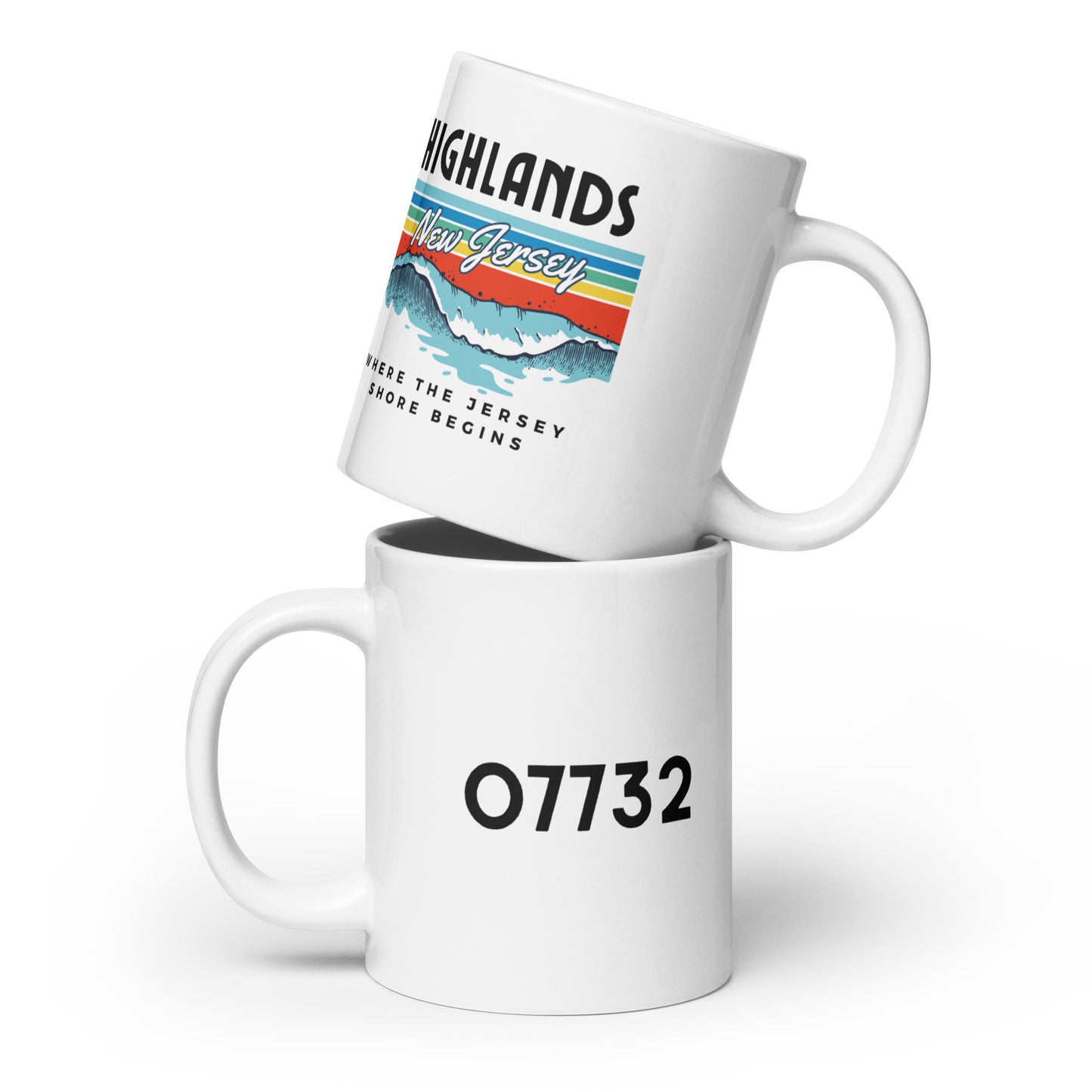 Highlands NJ, White Glossy Mug, 20 ounces