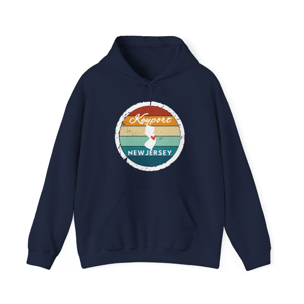 Keyport NJ Retro Circle Adult Hoodie