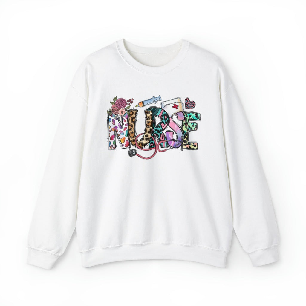 Leopard Nurse Crew neck Sweatshirt