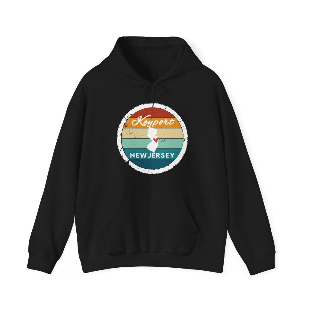 Keyport NJ Retro Circle Adult Hoodie