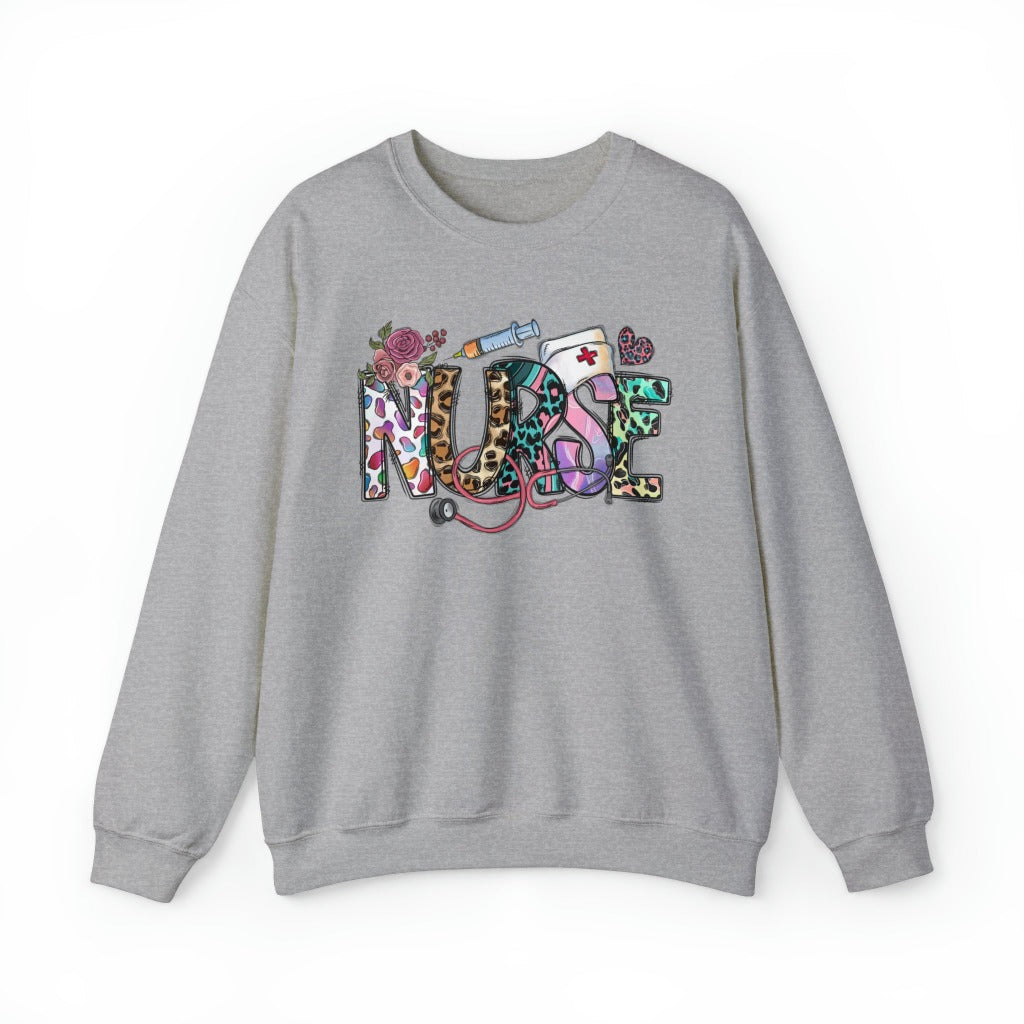 Leopard Nurse Crew neck Sweatshirt