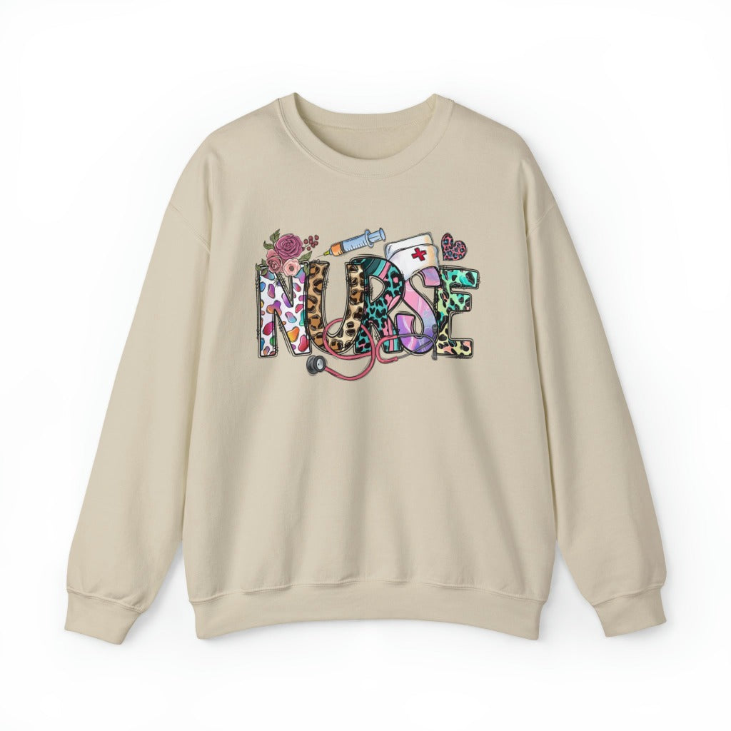 Leopard Nurse Crew neck Sweatshirt