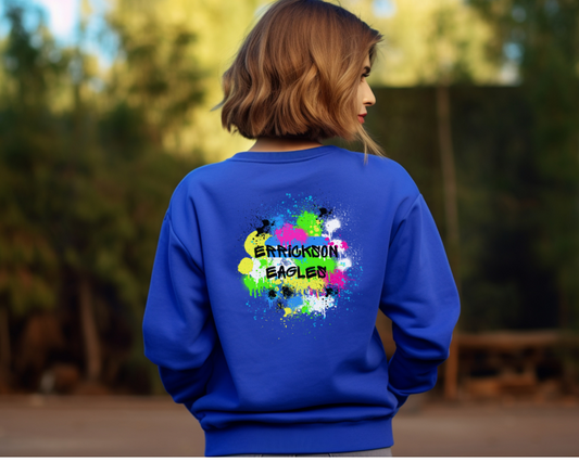 Errickson Eagles Adult Crewneck Sweatshirt, Graffiti Front and Back, Unisex
