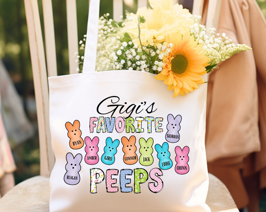 Peeps Personalized  Cotton Canvas Tote Bag