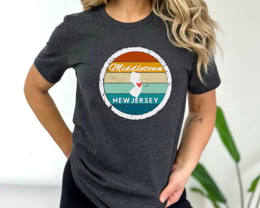 Middletown NJ, Retro Adult Tee Shirt