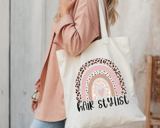 Hair Stylist Rainbow Cotton Canvas Tote Bag