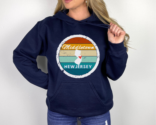 Middletown NJ Retro Circle Adult Hoodie