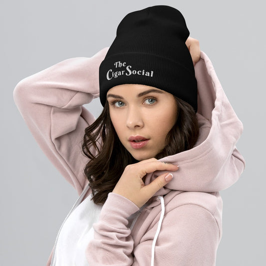 The Cigar Social Cuffed Beanie, Embroidered