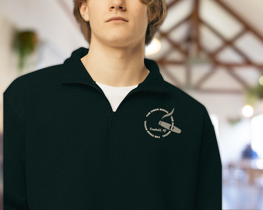 The Cigar Social, Half Zip Fleece Pullover, Embroidered