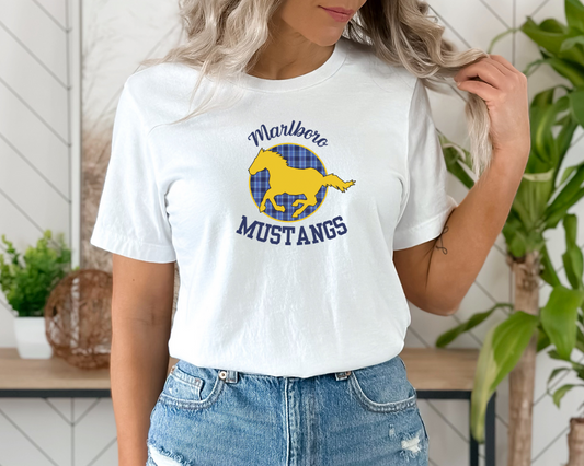 Marlboro Mustangs Tee Shirt, Plaid Design. Adult