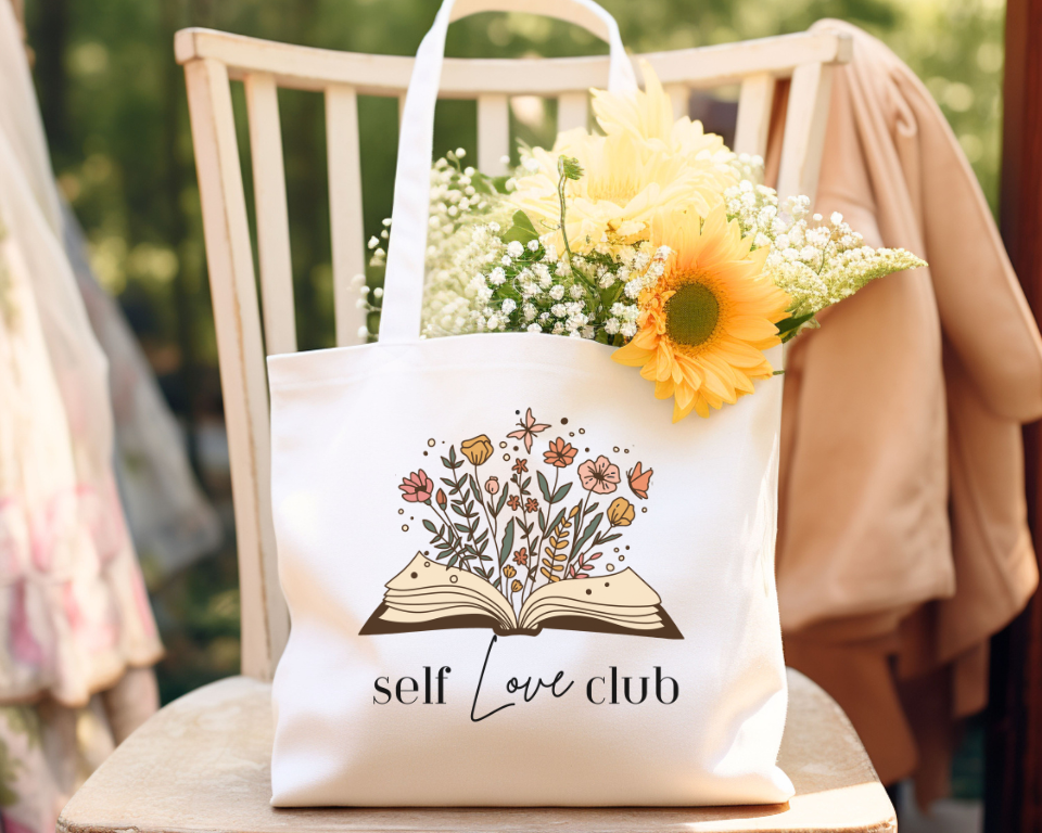 Self Love Club, Book Club Cotton Canvas Tote Bag