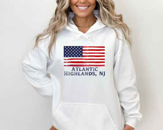 Atlantic Highlands NJ Hoodie, American Flag